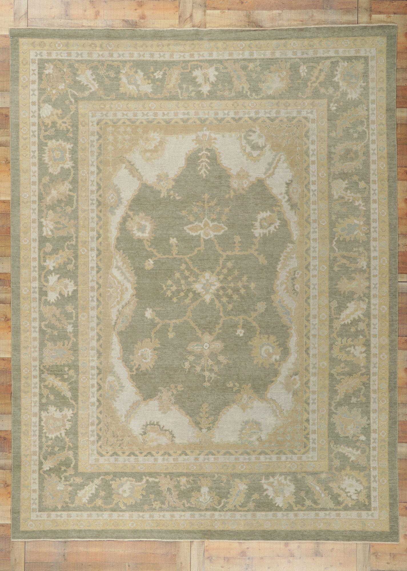 Wool New Contemporary Oushak Rug with Modern Traditional Style For Sale