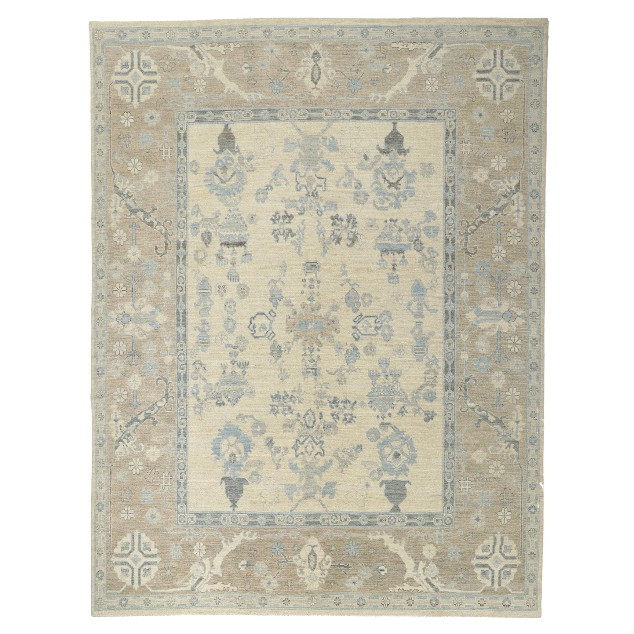 New Contemporary Oushak Rug with Modern Traditional Style For Sale