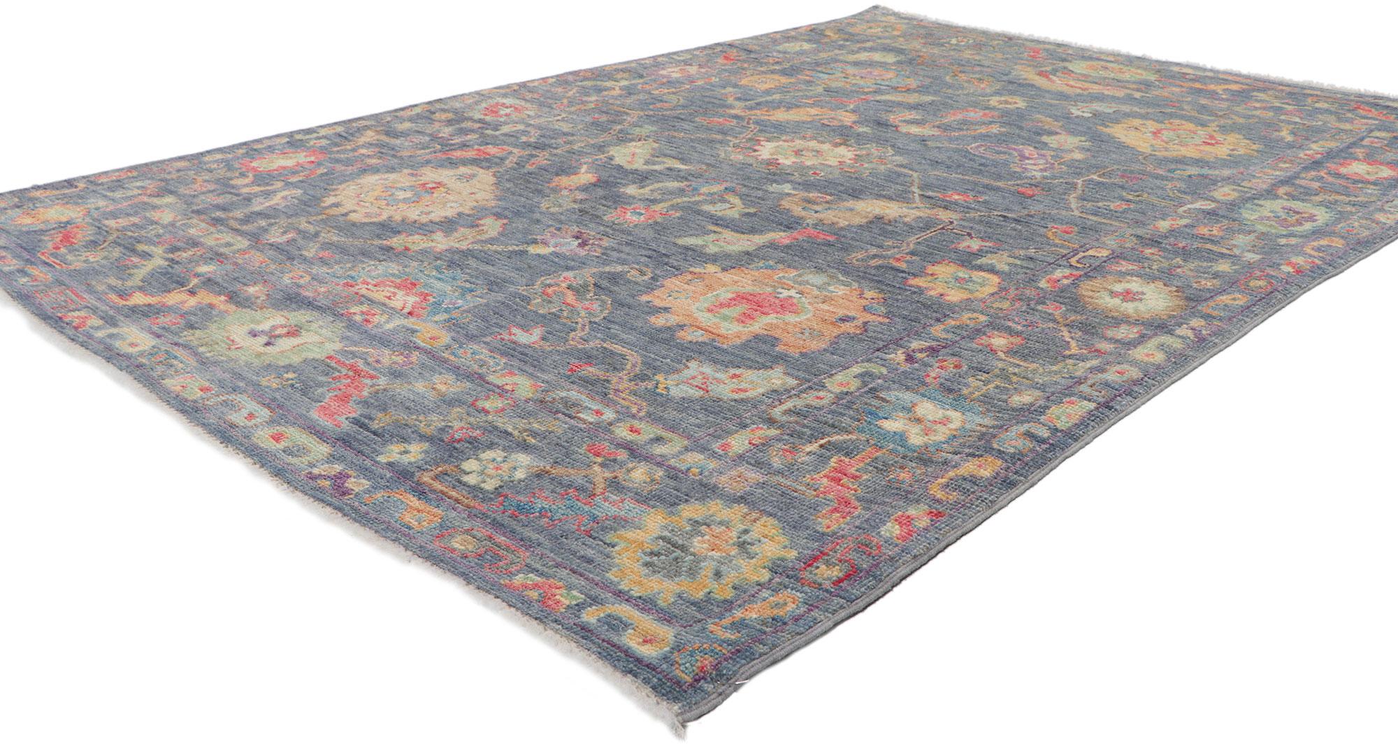 80972 New Contemporary Oushak rug with soft colors, 04'10 x 07'00.