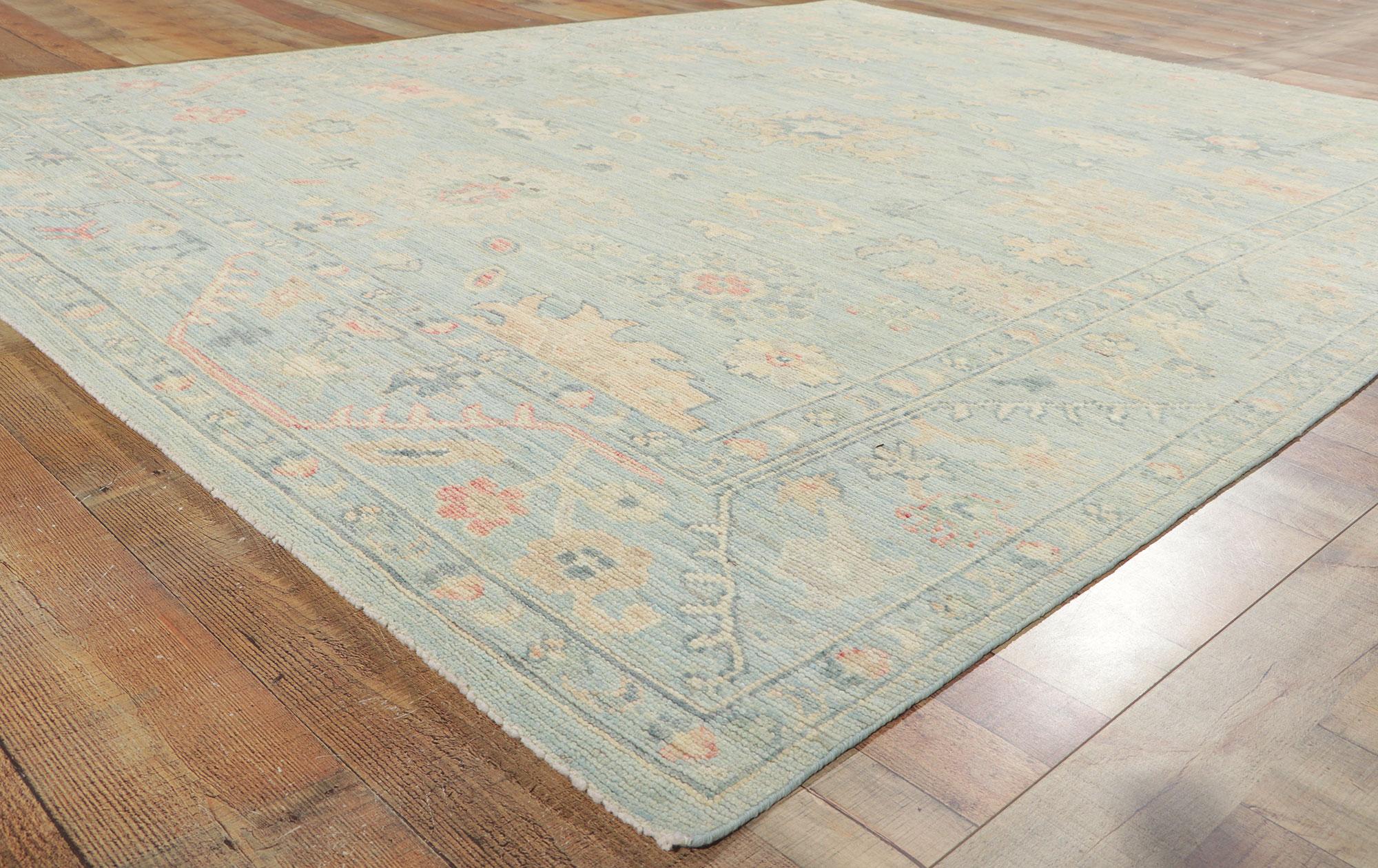 Colorful Pastel Oushak Rug, Modern Bridgerton Style Meets Regencycore Elegance In New Condition For Sale In Dallas, TX