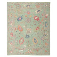 New Colorful Green Oushak Rug
