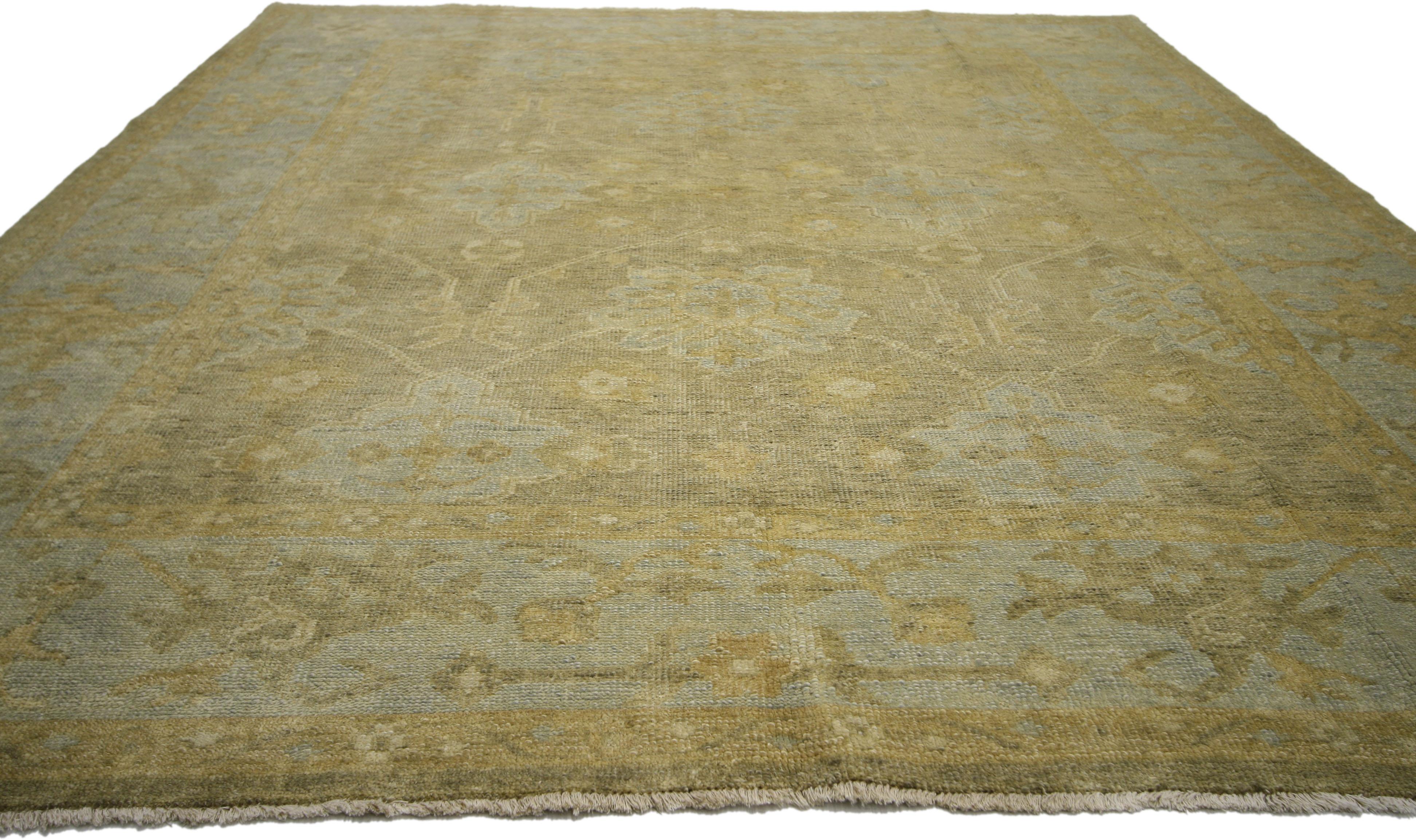 New Contemporary Oushak Rug with Swedish Gustavian Style, Transitional Area Rug 2