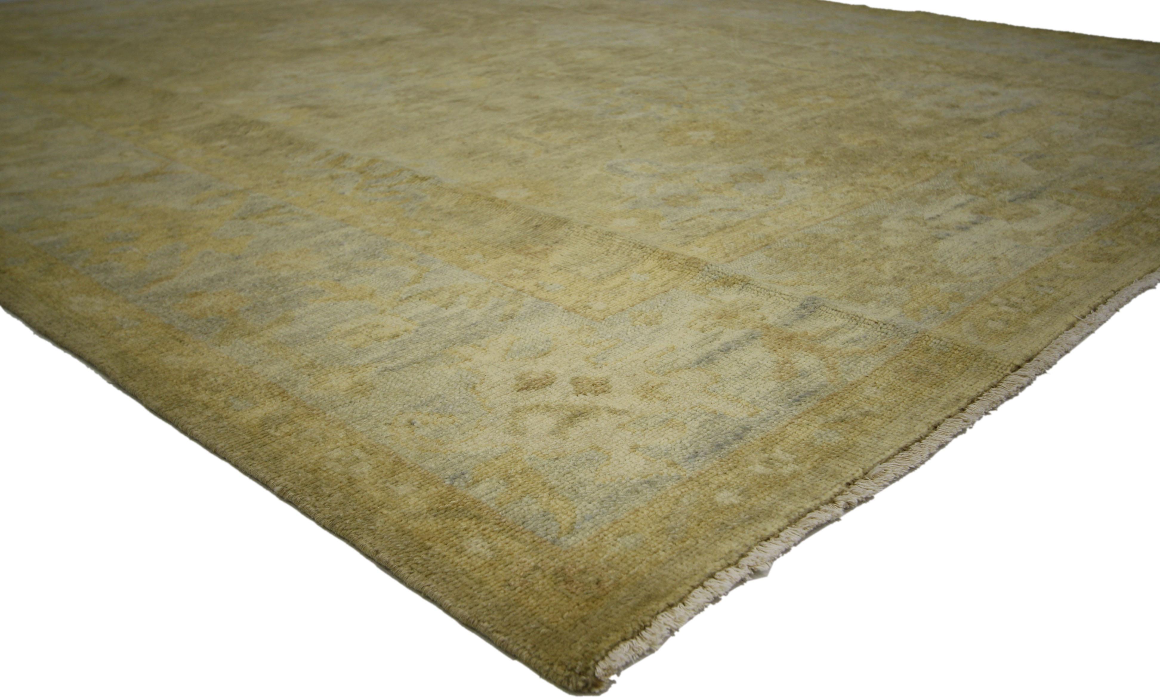 New Contemporary Oushak Rug with Swedish Gustavian Style, Transitional Area Rug 3