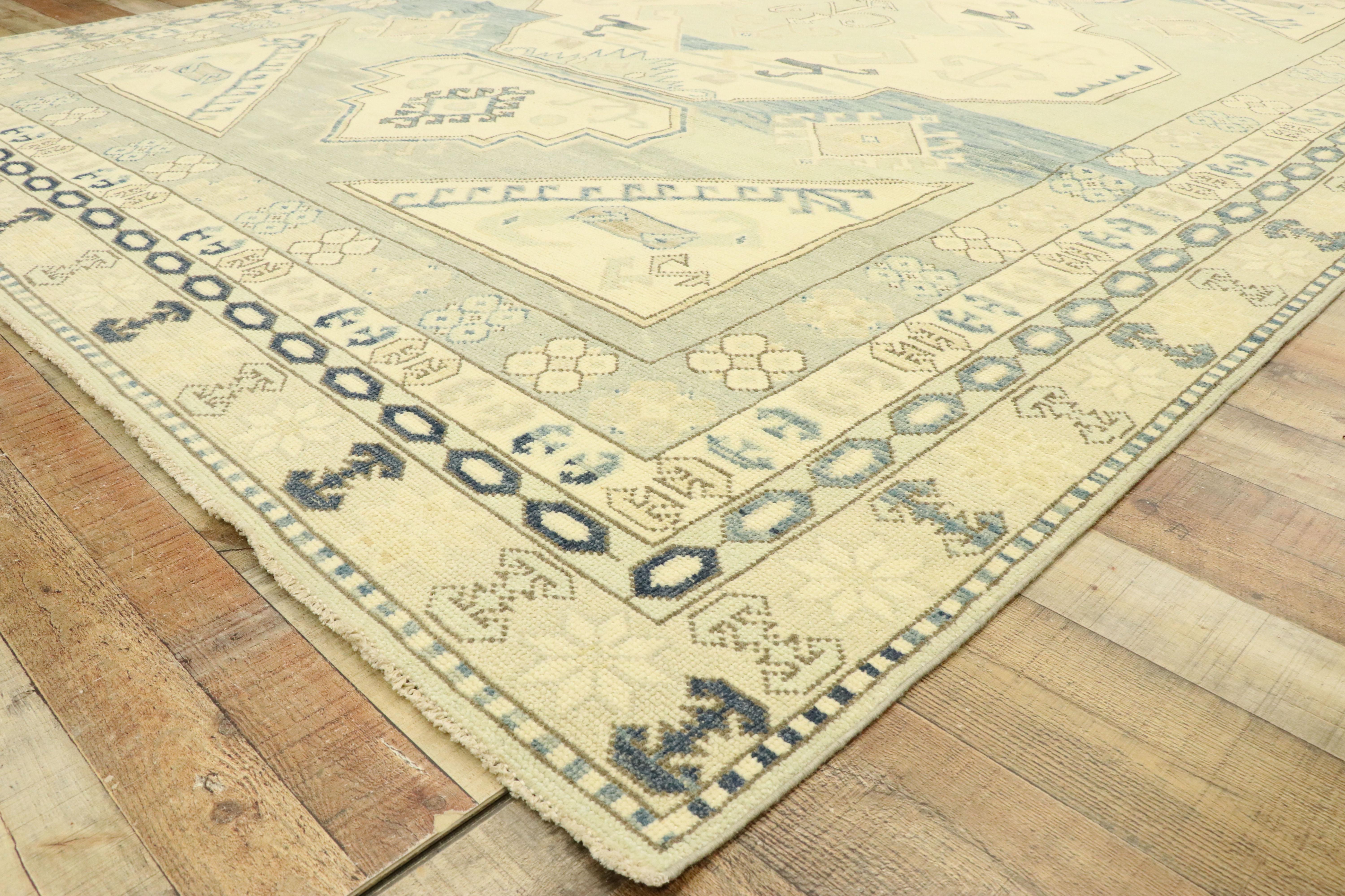 Wool New Contemporary Oushak Rug with Transitional British Colonial Style For Sale