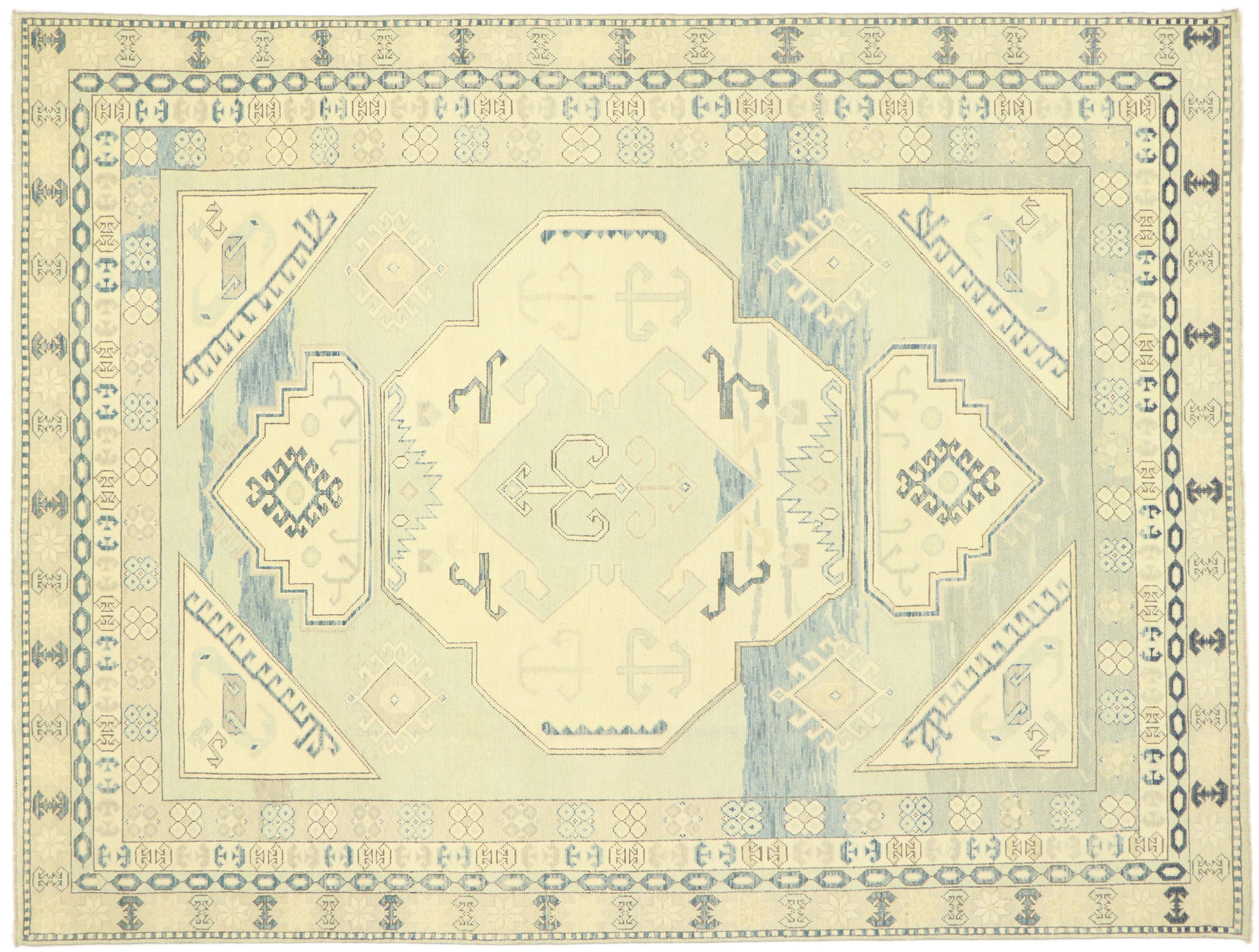 Nouveau tapis contemporain Oushak avec style colonial britannique transitionnel en vente 2