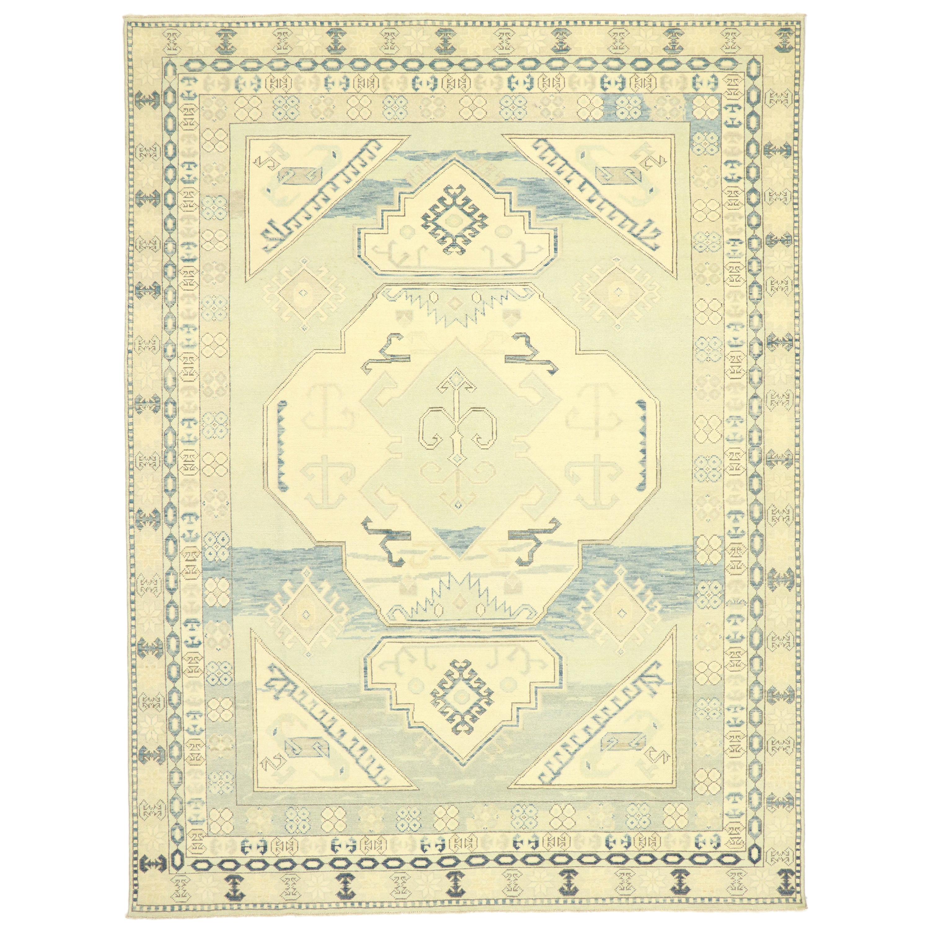 New Contemporary Oushak Rug with Transitional British Colonial Style For Sale