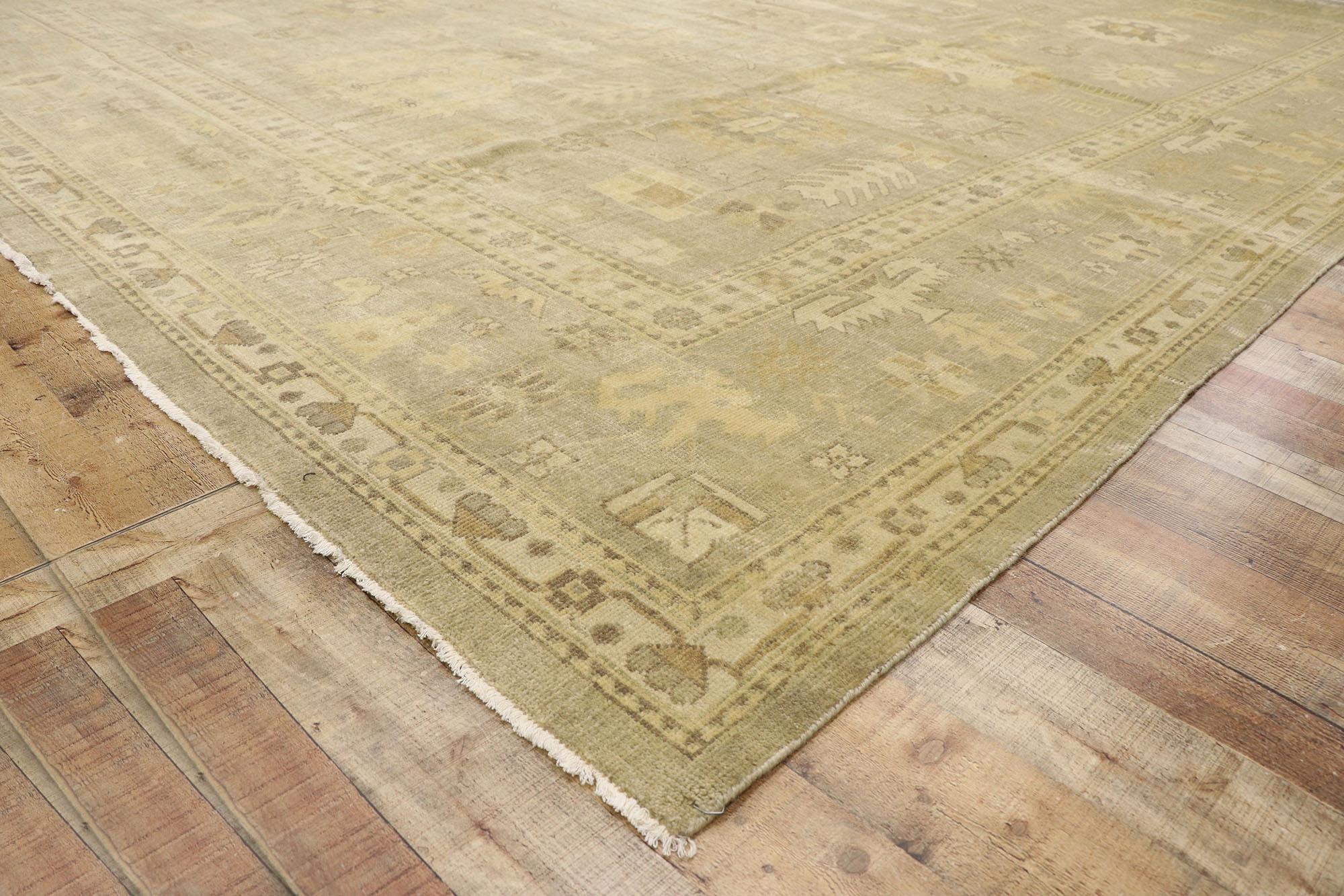 Wool New Contemporary Oushak Rug with Transitional Style and Warm, Neutral Colors For Sale