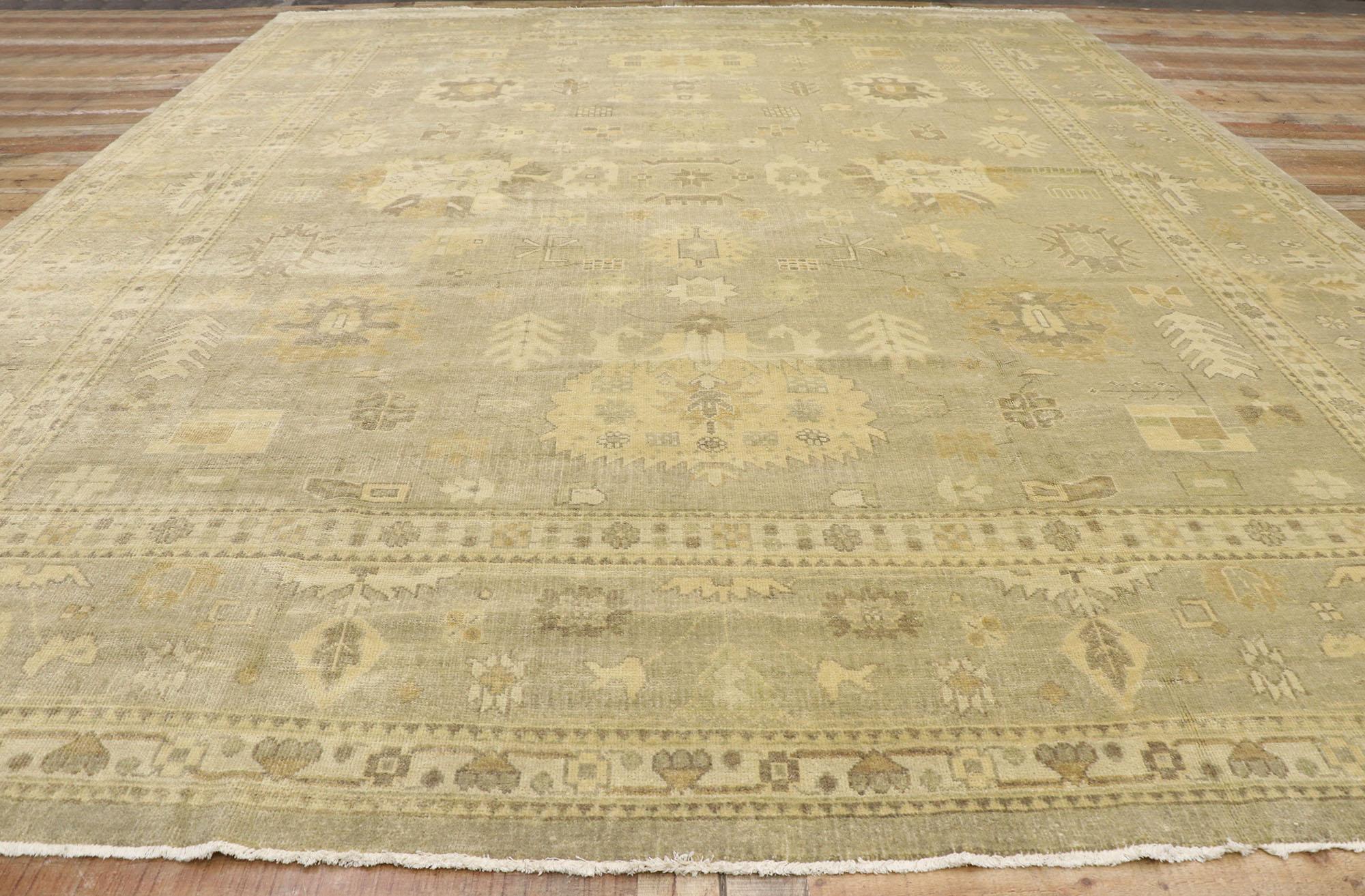 New Contemporary Oushak Rug with Transitional Style and Warm, Neutral Colors For Sale 1