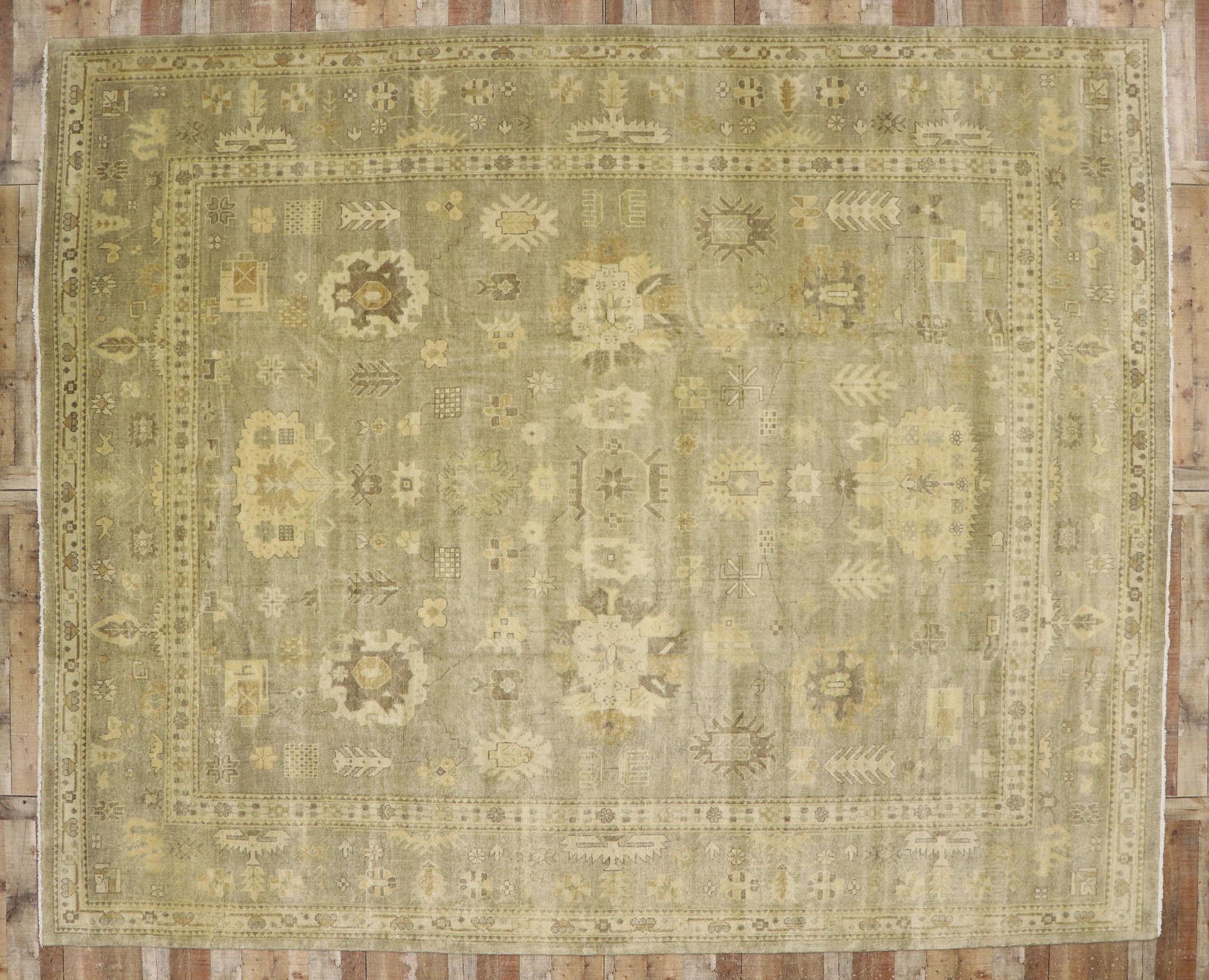 New Contemporary Oushak Rug with Transitional Style and Warm, Neutral Colors For Sale 2
