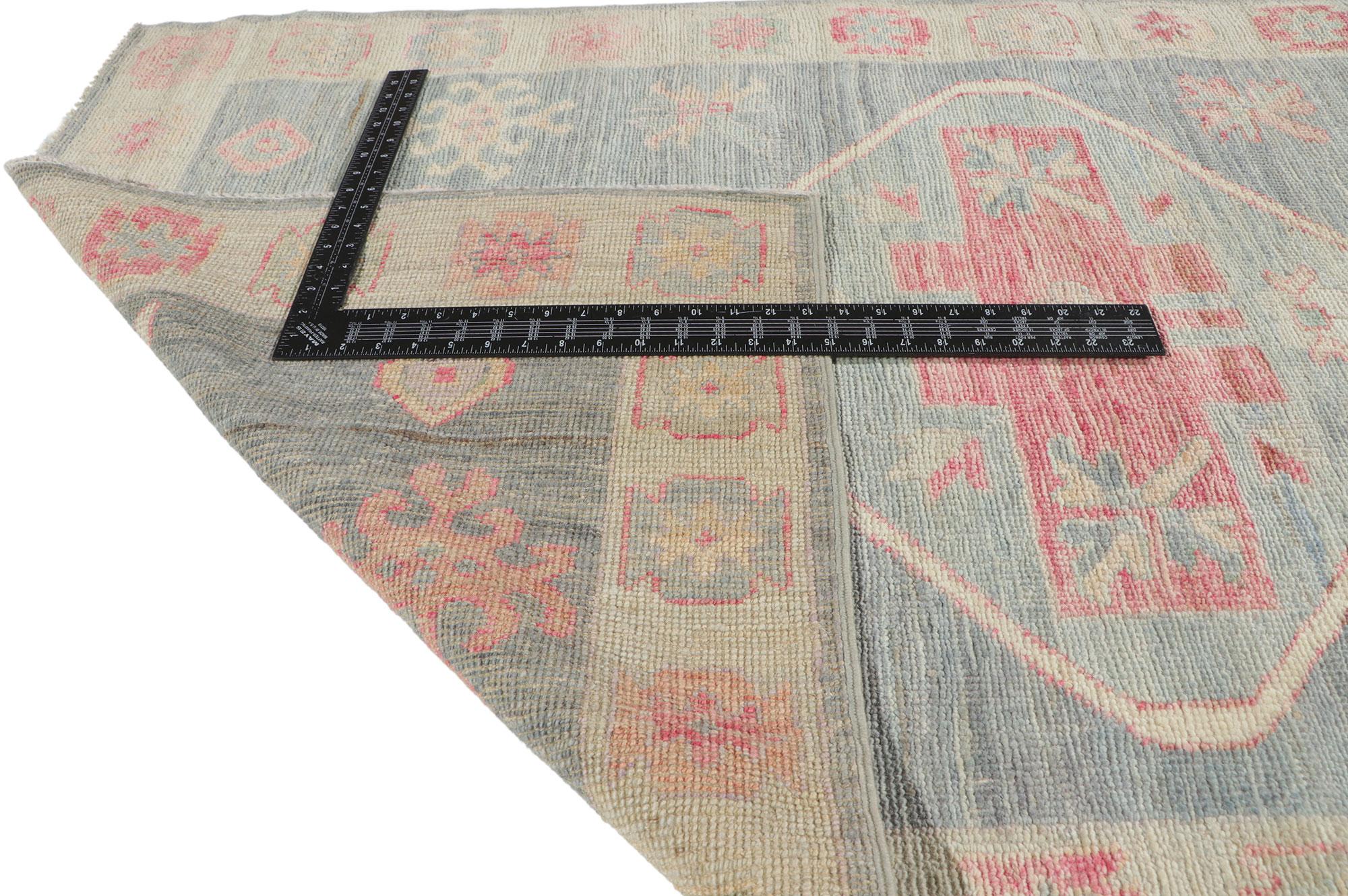 New Vintage-Inspired Oushak Runner with Modern Style In New Condition For Sale In Dallas, TX