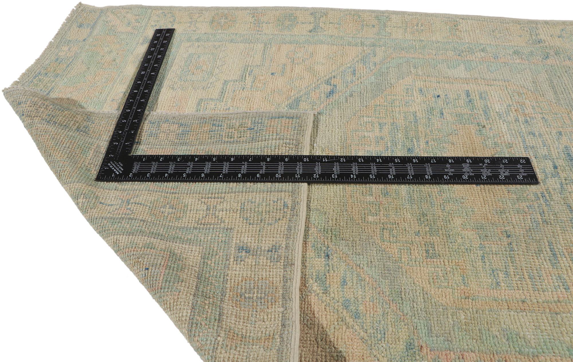 New Contemporary Oushak Runner with Vintage Style In New Condition For Sale In Dallas, TX