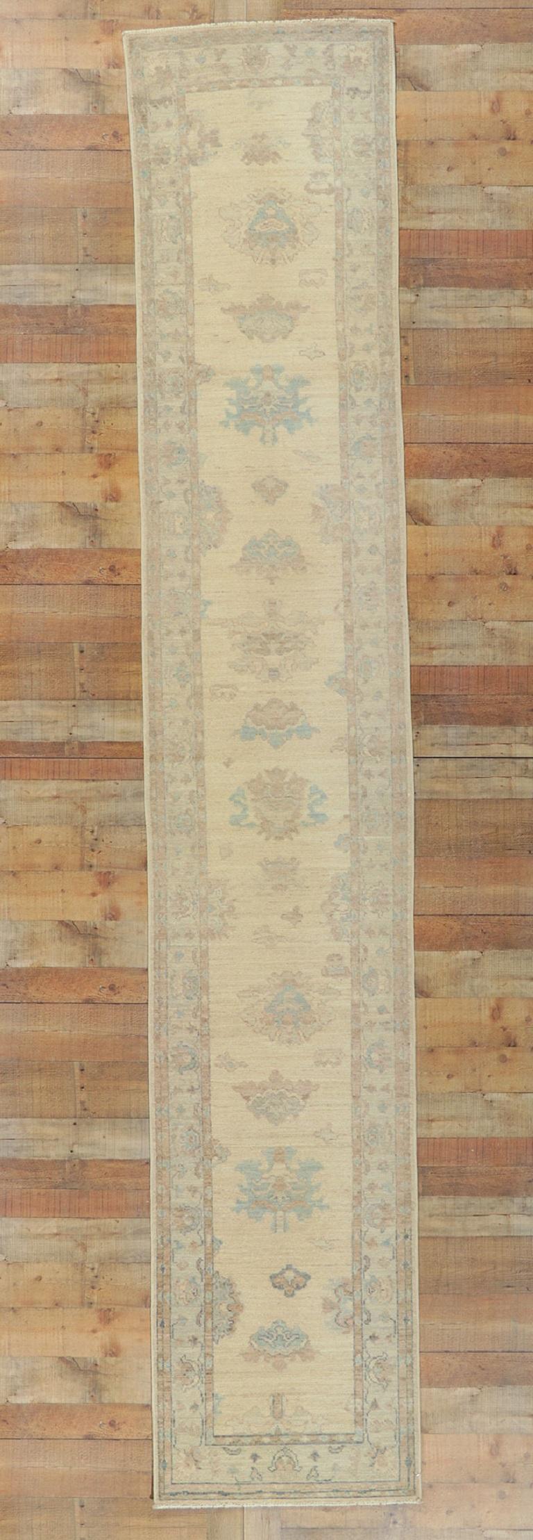 Contemporary Modern Earth-Tone Oushak Rug, Quiet Sophistication Meets Neutral Elegance For Sale