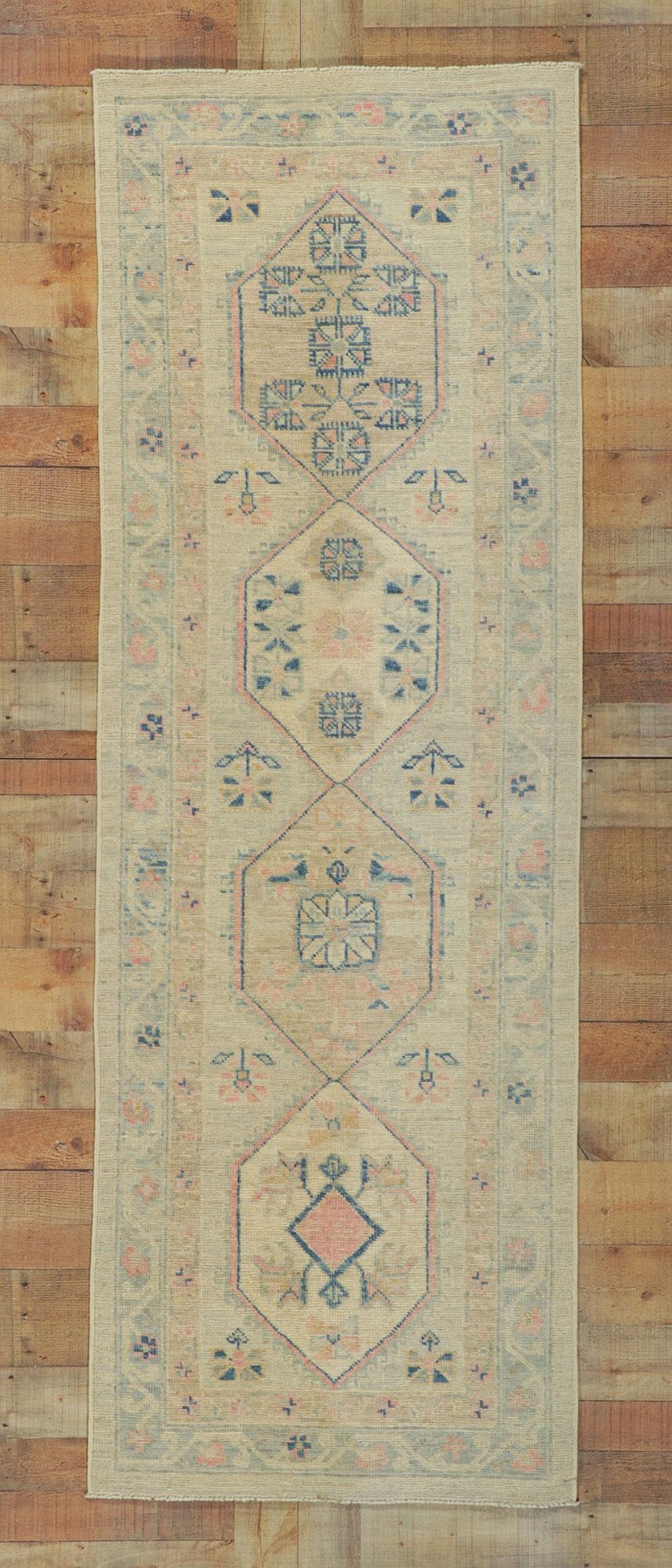 Wool New Contemporary Oushak Runner with Modern Style For Sale