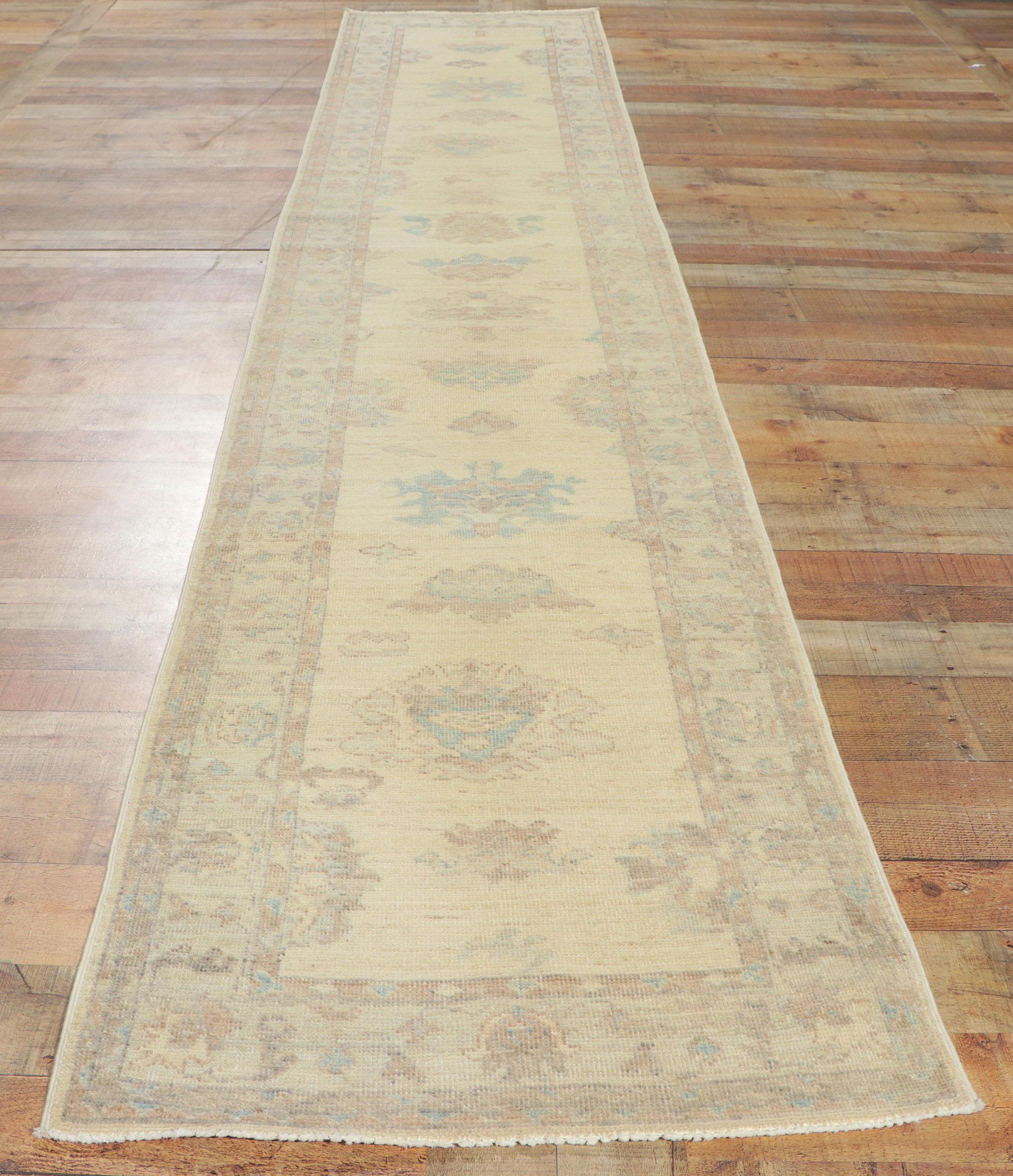 Wool Modern Earth-Tone Oushak Rug, Quiet Sophistication Meets Neutral Elegance For Sale
