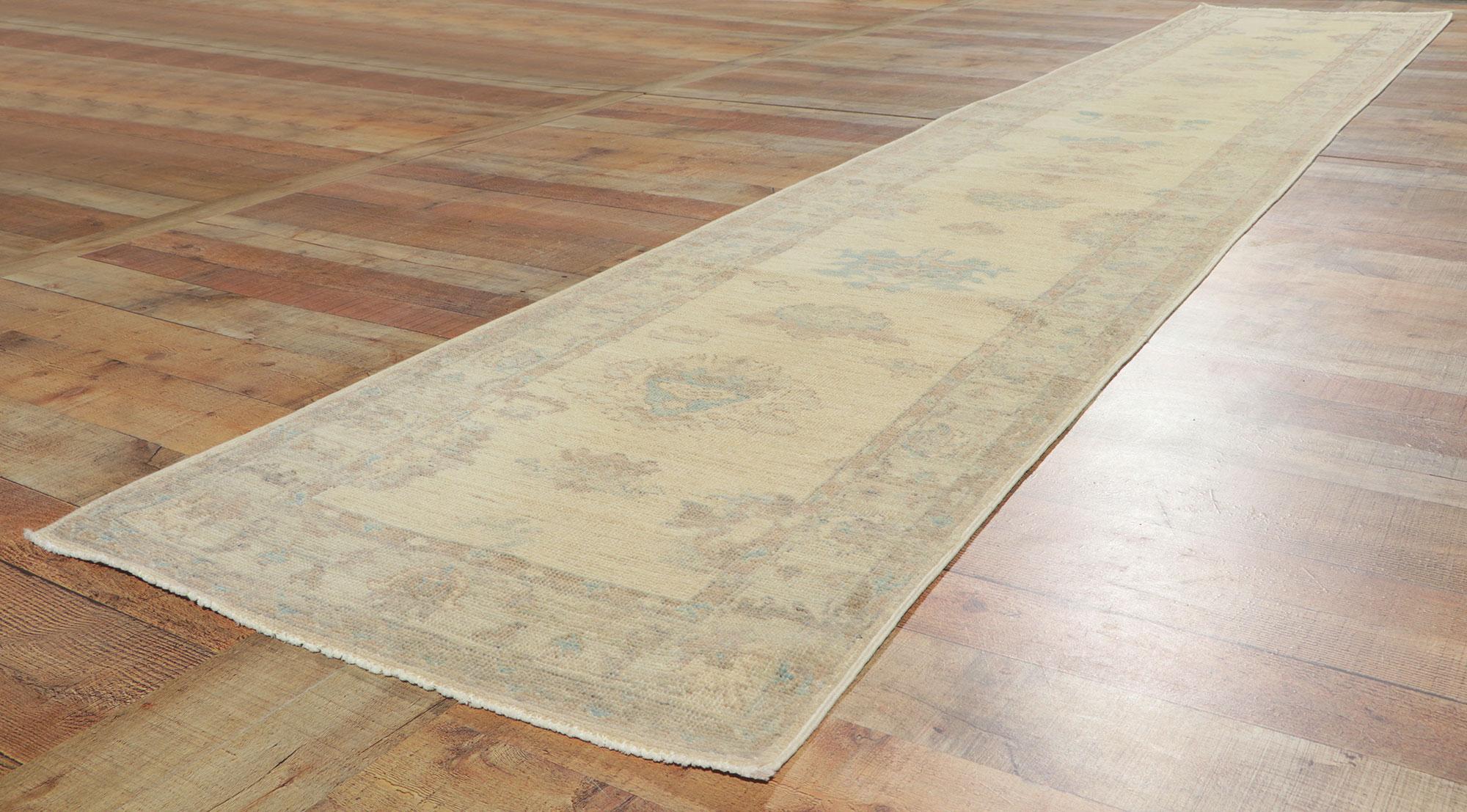 Modern Earth-Tone Oushak Rug, Quiet Sophistication Meets Neutral Elegance For Sale 1