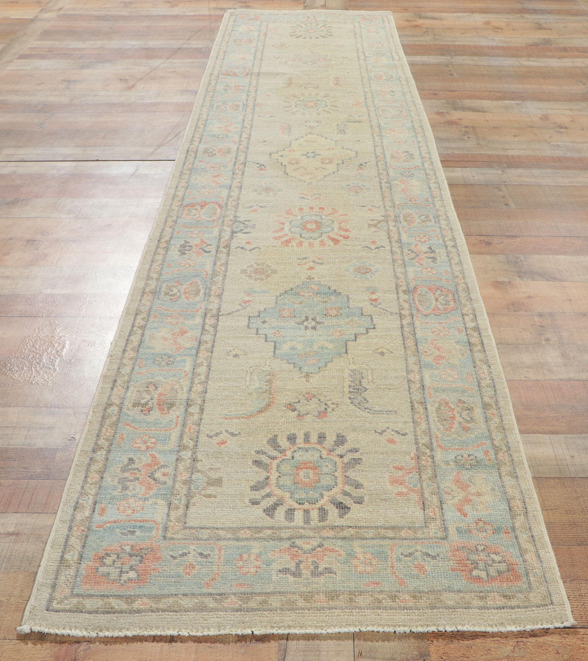 Modern Oushak Runner, Quiet Sophistication Meets Contemporary Elegance For Sale 2