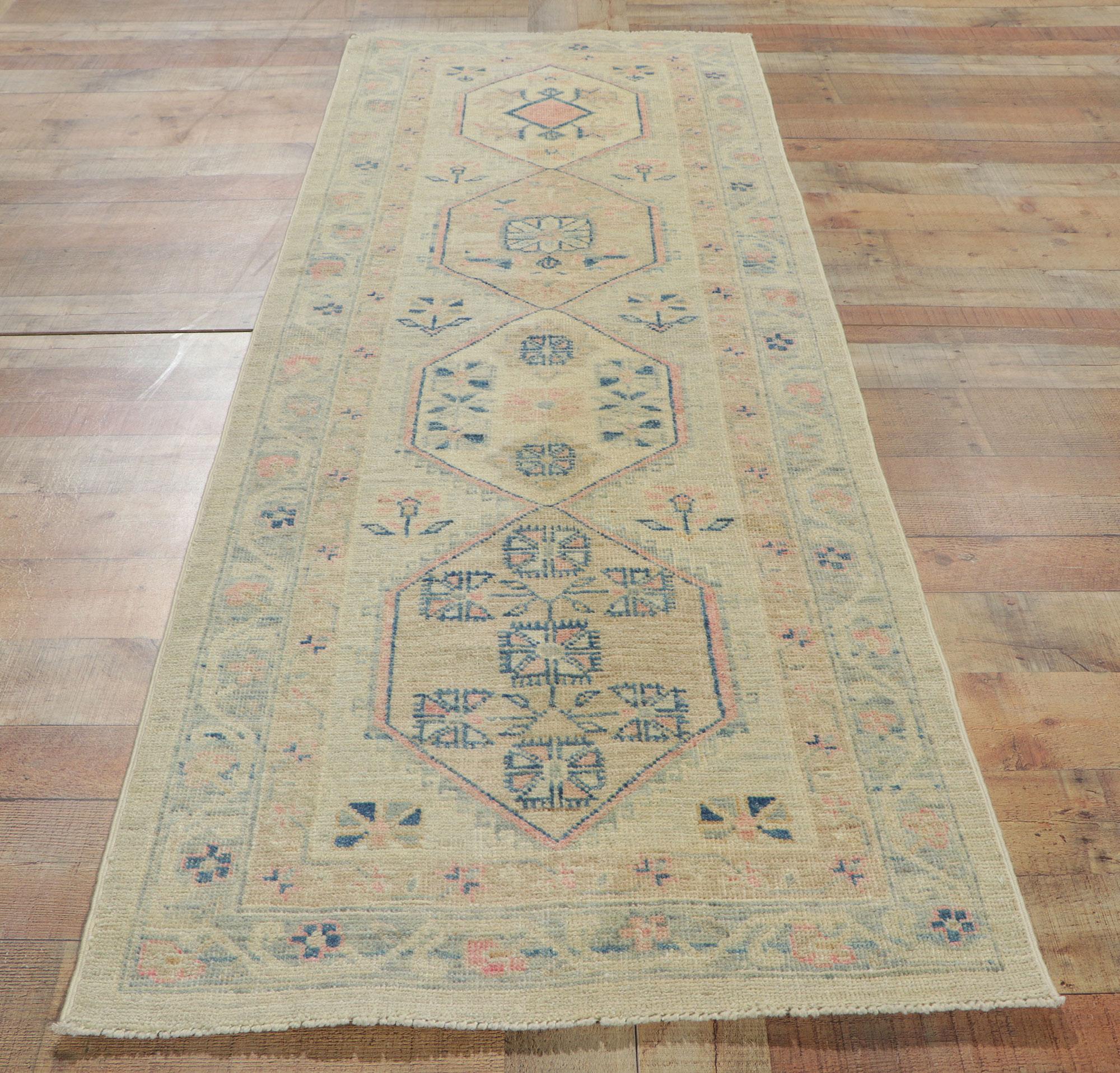 New Contemporary Oushak Runner with Modern Style For Sale 2