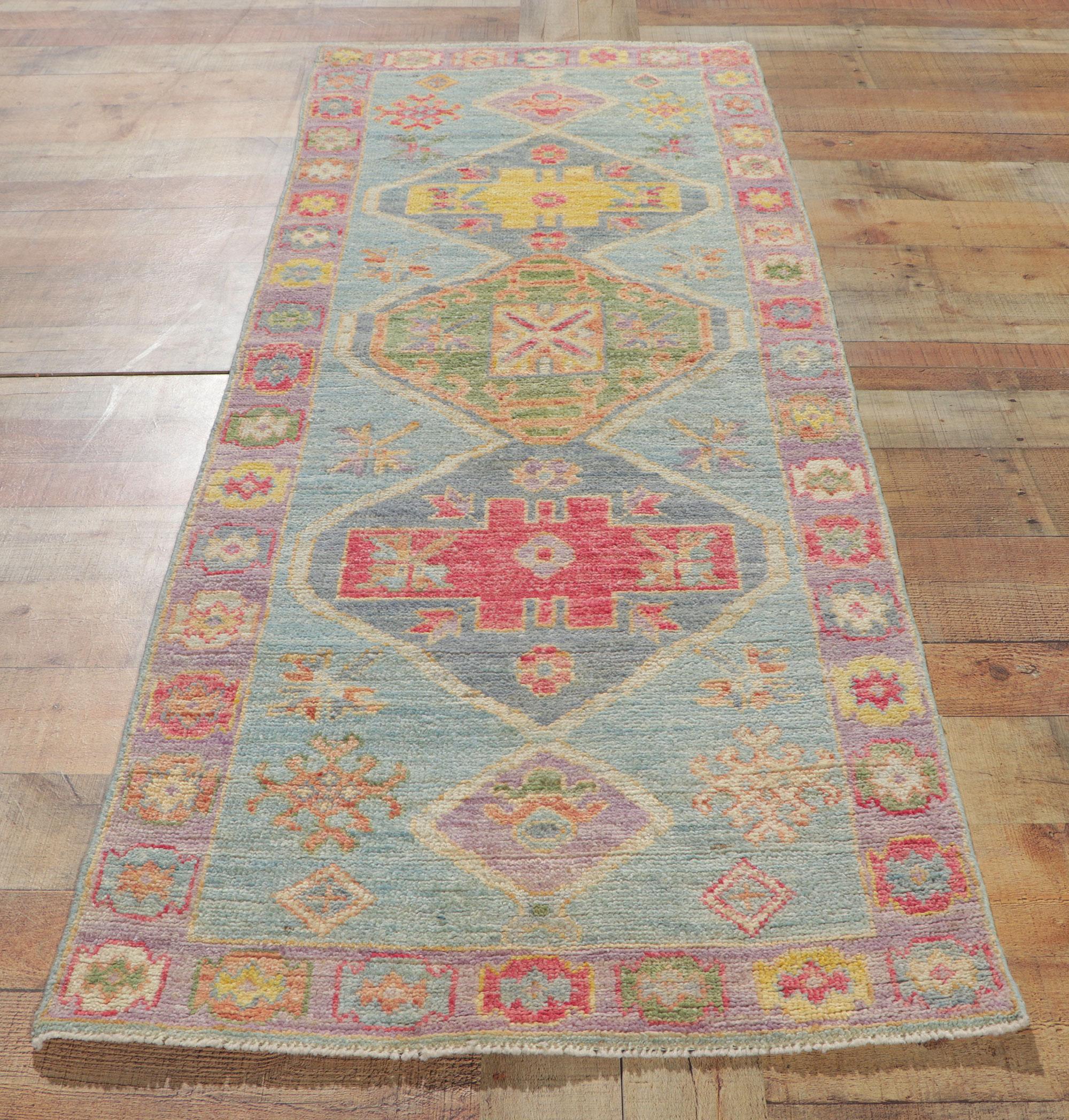 New Contemporary Oushak Runner with Modern Style For Sale 3