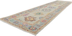 New Contemporary Oushak Runner with Soft Colors