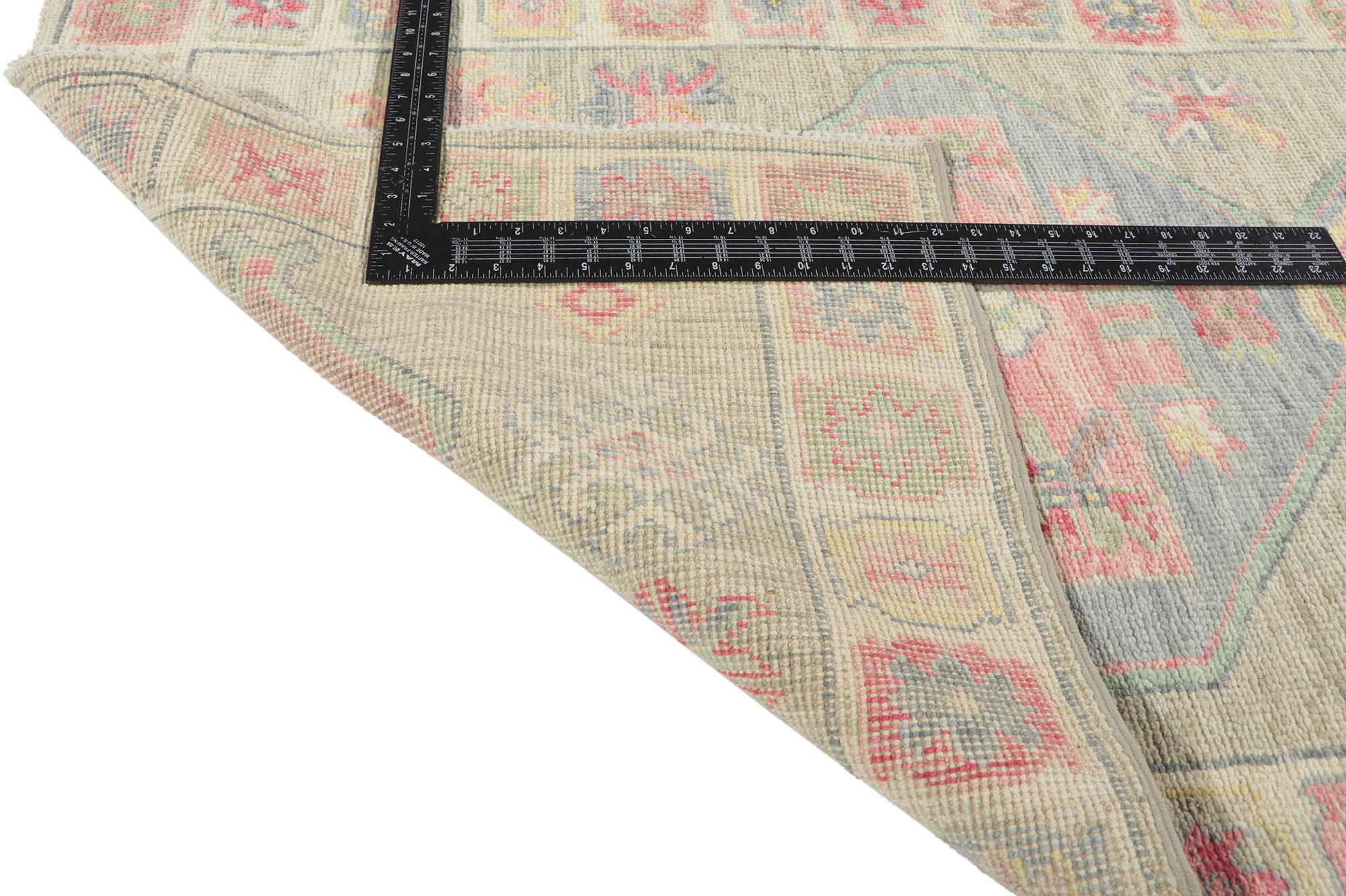 Wool Modern Colorful Oushak Runner, Contemporary Elegance Meets Polished and Playful For Sale