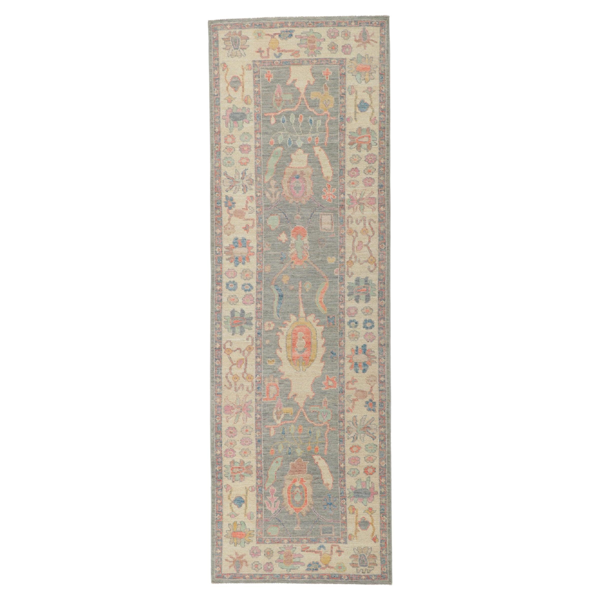 New Contemporary Oushak Runner with Soft Colors