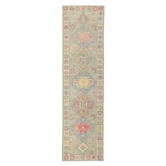 New Contemporary Oushak Runner with Soft Colors