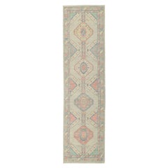 Colorful Modern Oushak Runner, Contemporary Elegance Meets Quiet Sophistication