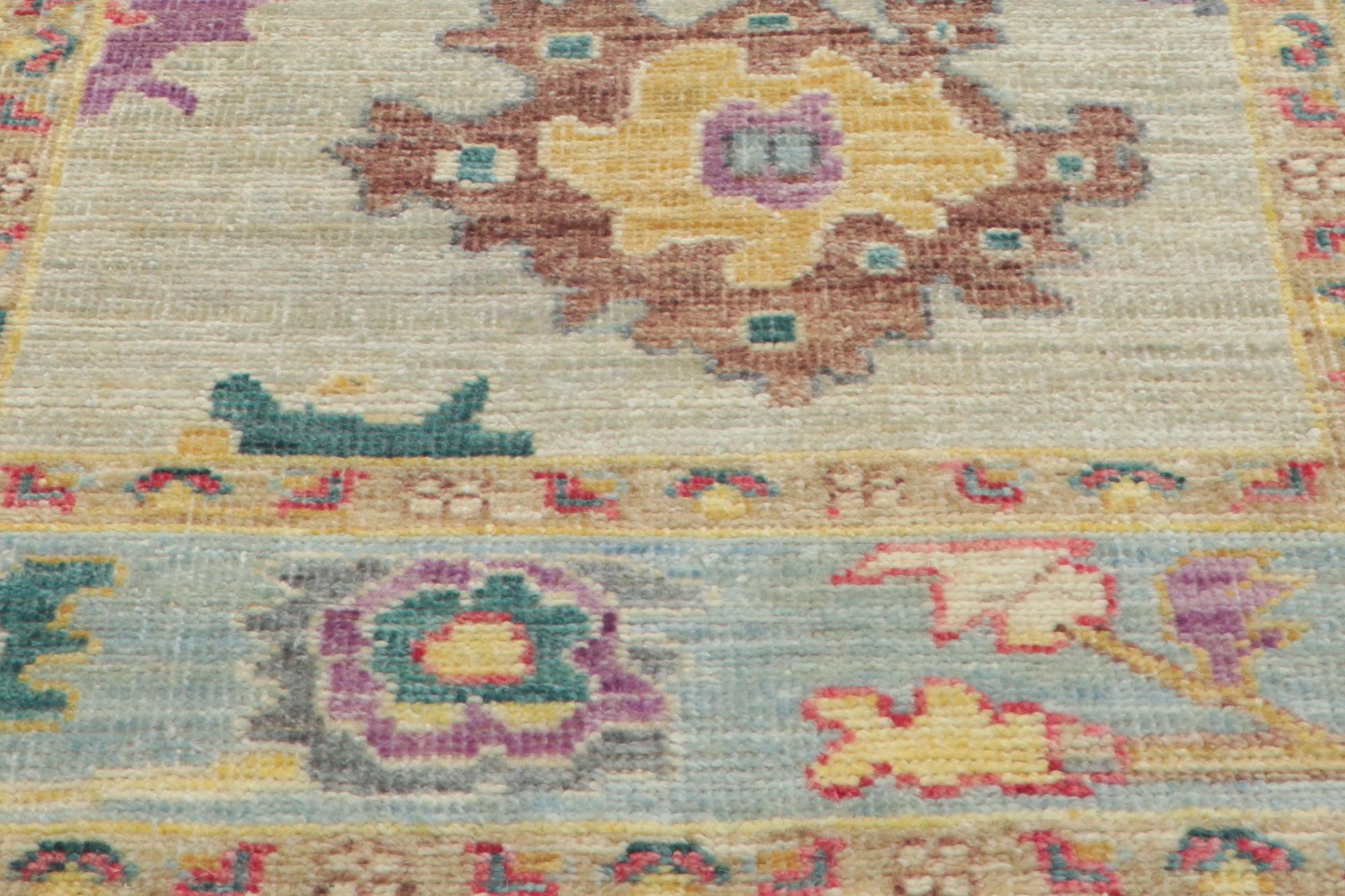 Nouvelle moquette contemporaine en oushak avec un style transitionnel et des couleurs pastel douces Neuf - En vente à Dallas, TX