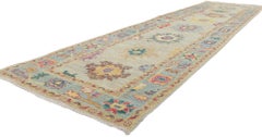 New Contemporary Oushak Carpet with Transitional Style and Soft Pastel Colors