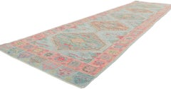 New Contemporary Oushak Runner with Soft Pastel Colors