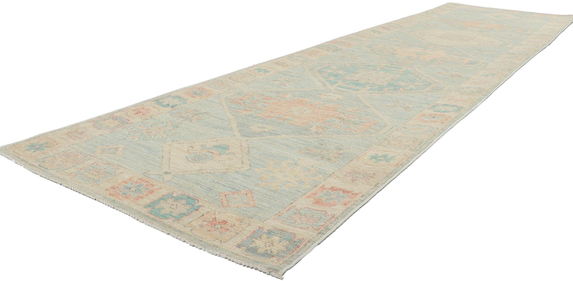 80875 New Contemporary Oushak runner with Soft Pastel Colors, 03'00 x 11'07.