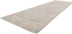 New Contemporary Oushak Runner with Soft Pastel Colors
