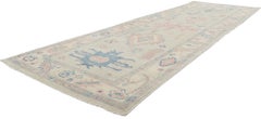New Contemporary Oushak Runner with Soft Pastel Colors