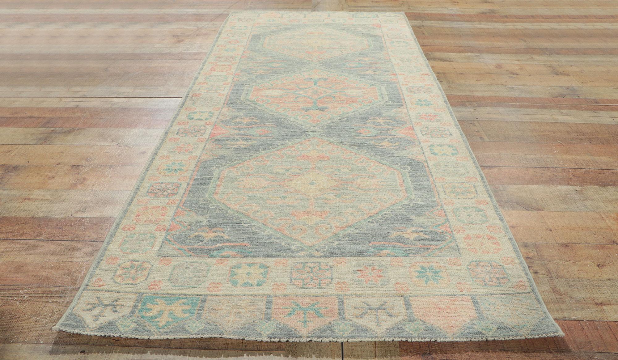 New Modern Oushak Rug with Contemporary Style and Soft Pastel Colors For Sale 1