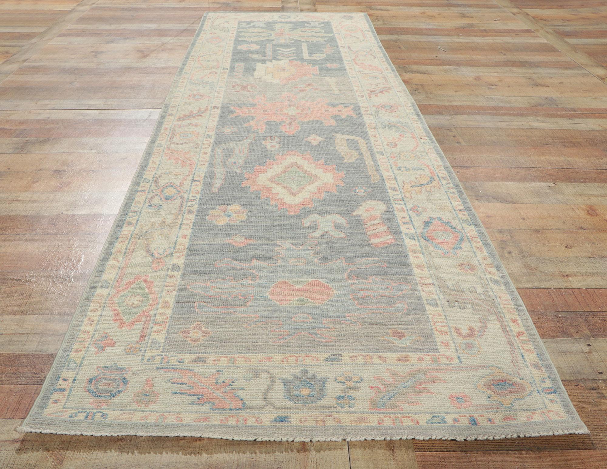 New Modern Oushak Rug with Contemporary Style and Soft Pastel Colors For Sale 1