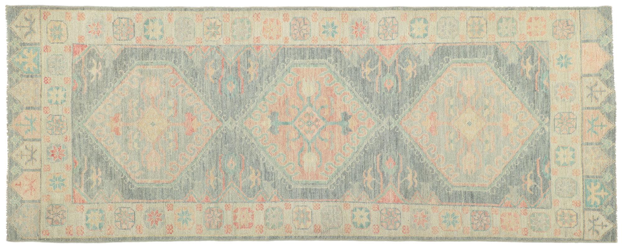 New Modern Oushak Rug with Contemporary Style and Soft Pastel Colors For Sale 3