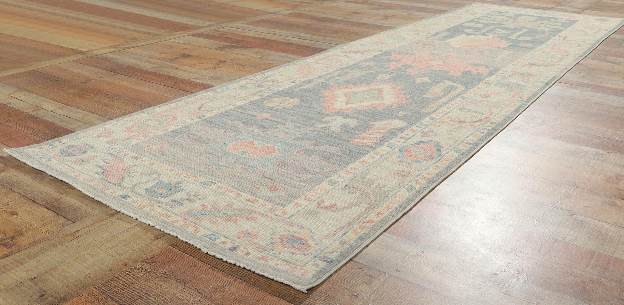 New Modern Oushak Rug with Contemporary Style and Soft Pastel Colors For Sale 3