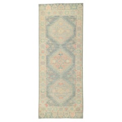 New Contemporary Oushak Runner with Soft Pastel Colors