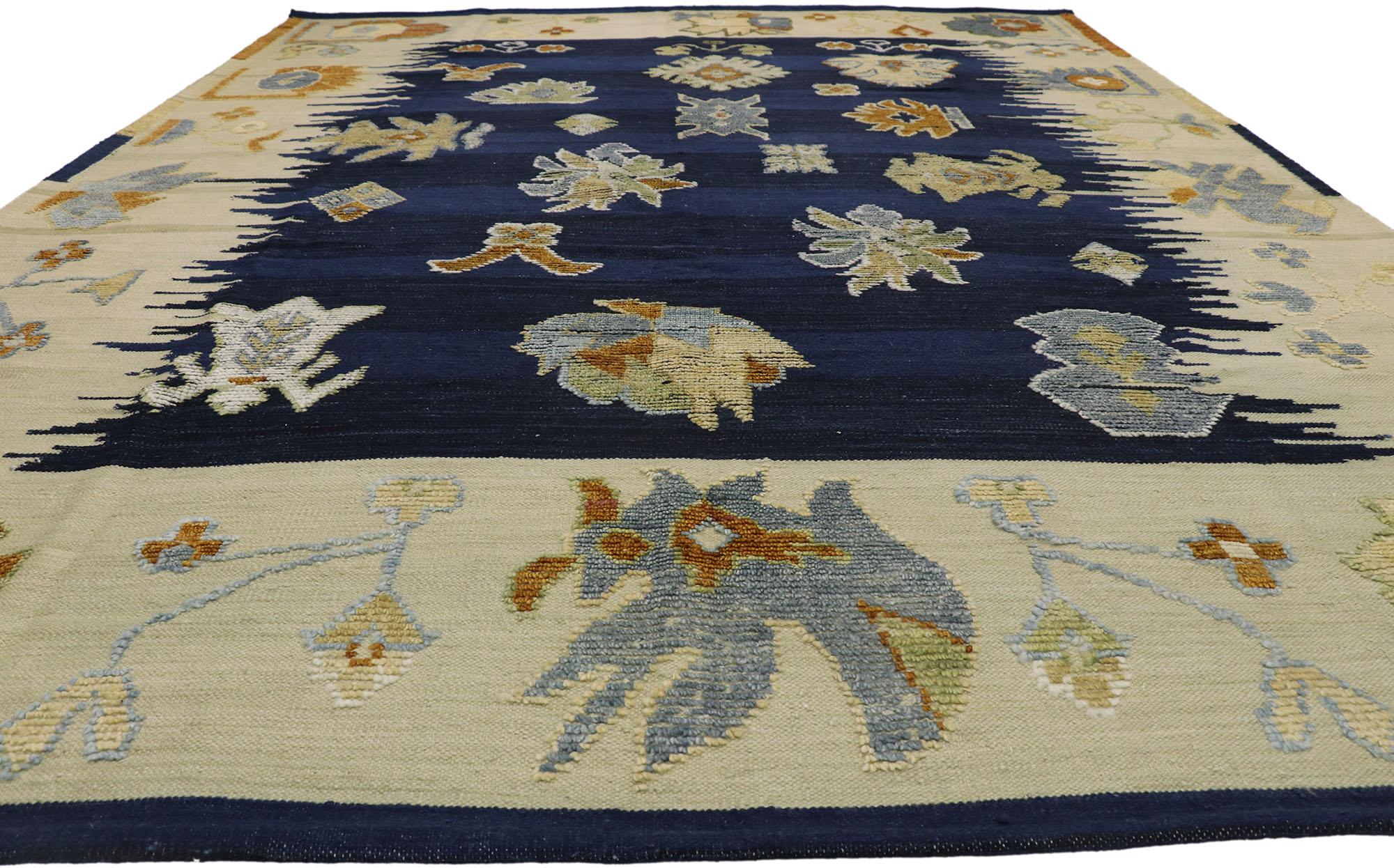 Indian New Contemporary Oushak Souf Rug with Modern Style, Kilim Texture Area Rug For Sale