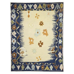 New Contemporary Oushak Souf Rug with Modern Style, Kilim Texture Area Rug