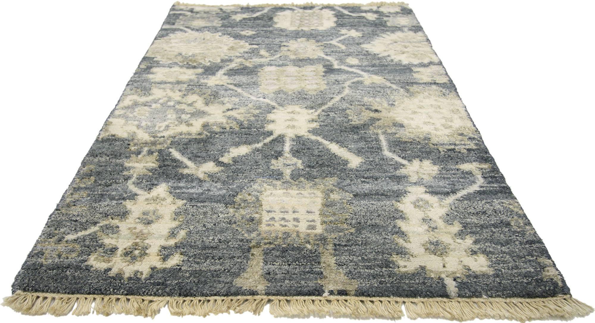 Indian New Contemporary Oushak Style Accent Rug with Modern Style For Sale