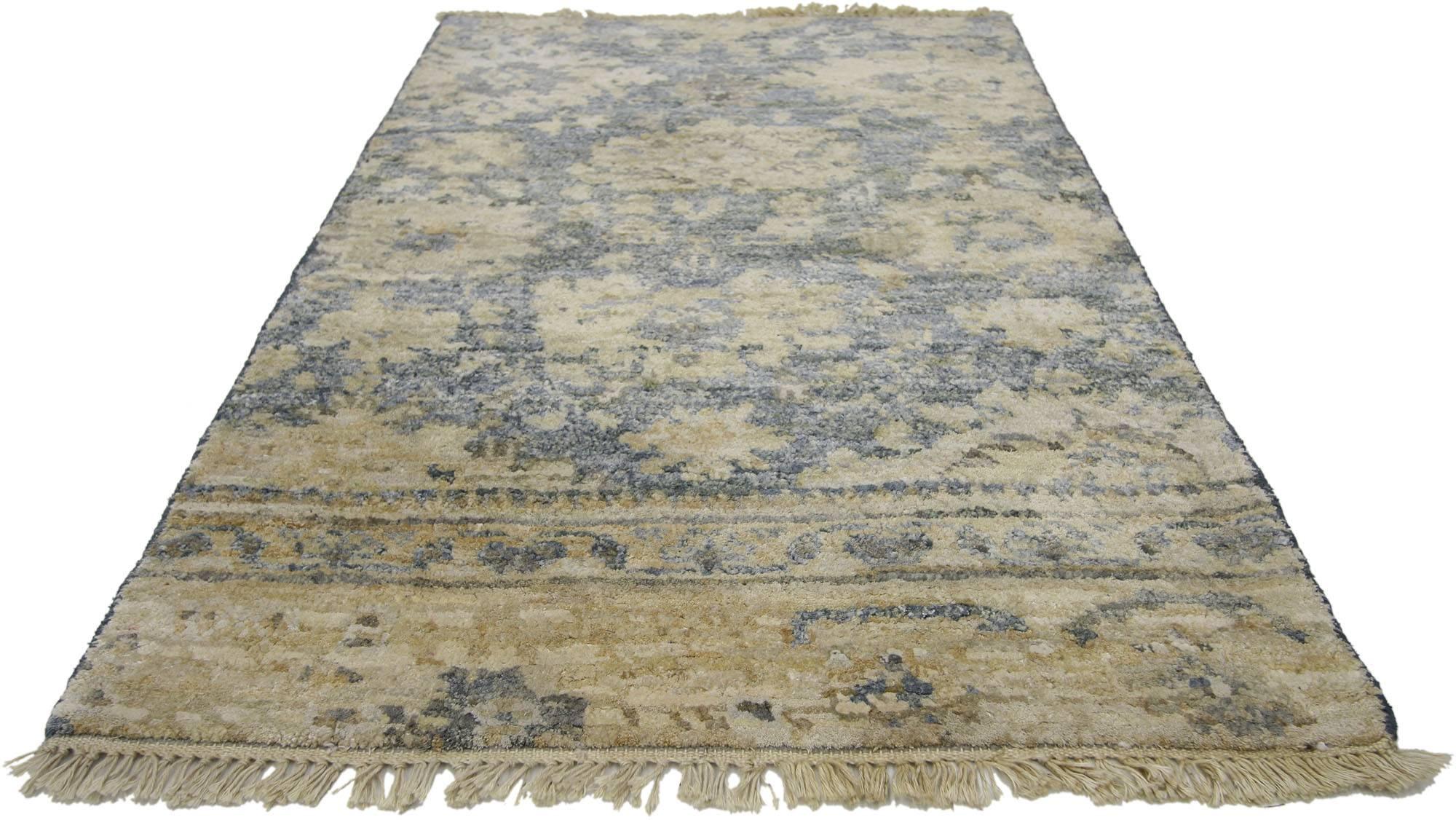 Indian New Contemporary Oushak Style Accent Rug with Modern Style For Sale