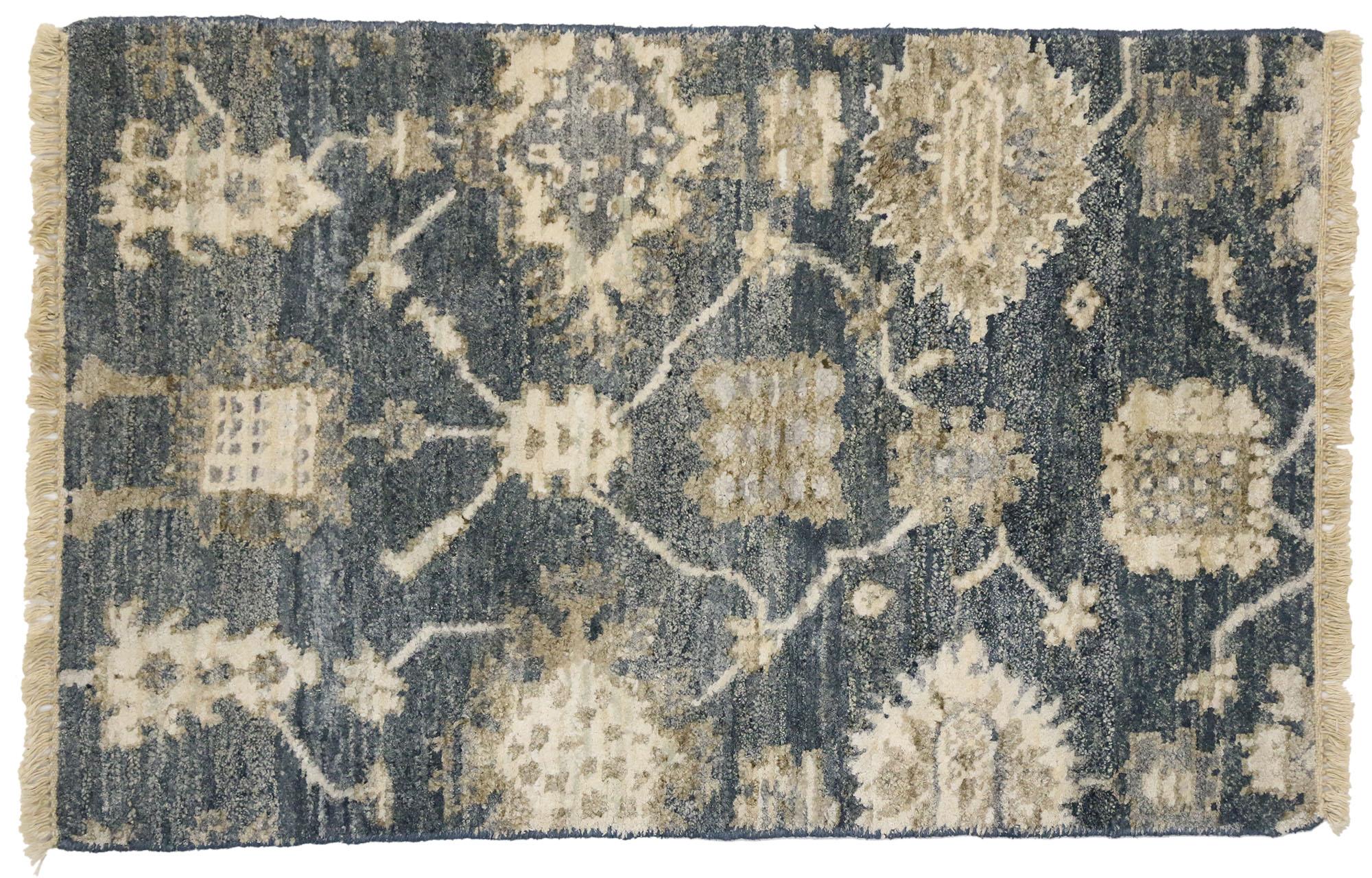 Hand-Knotted New Contemporary Oushak Style Accent Rug with Modern Style For Sale