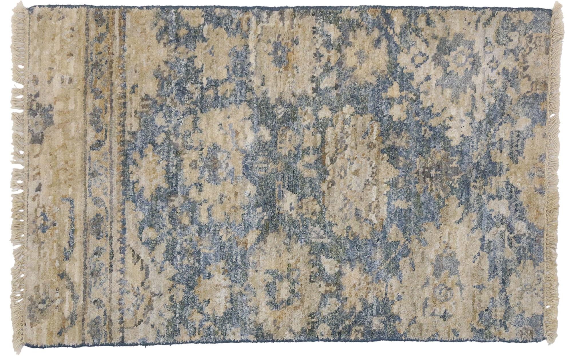 Hand-Knotted New Contemporary Oushak Style Accent Rug with Modern Style For Sale
