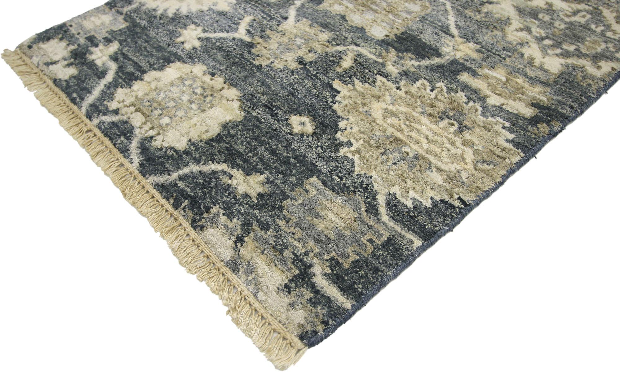 New Contemporary Oushak Style Accent Rug with Modern Style In New Condition For Sale In Dallas, TX
