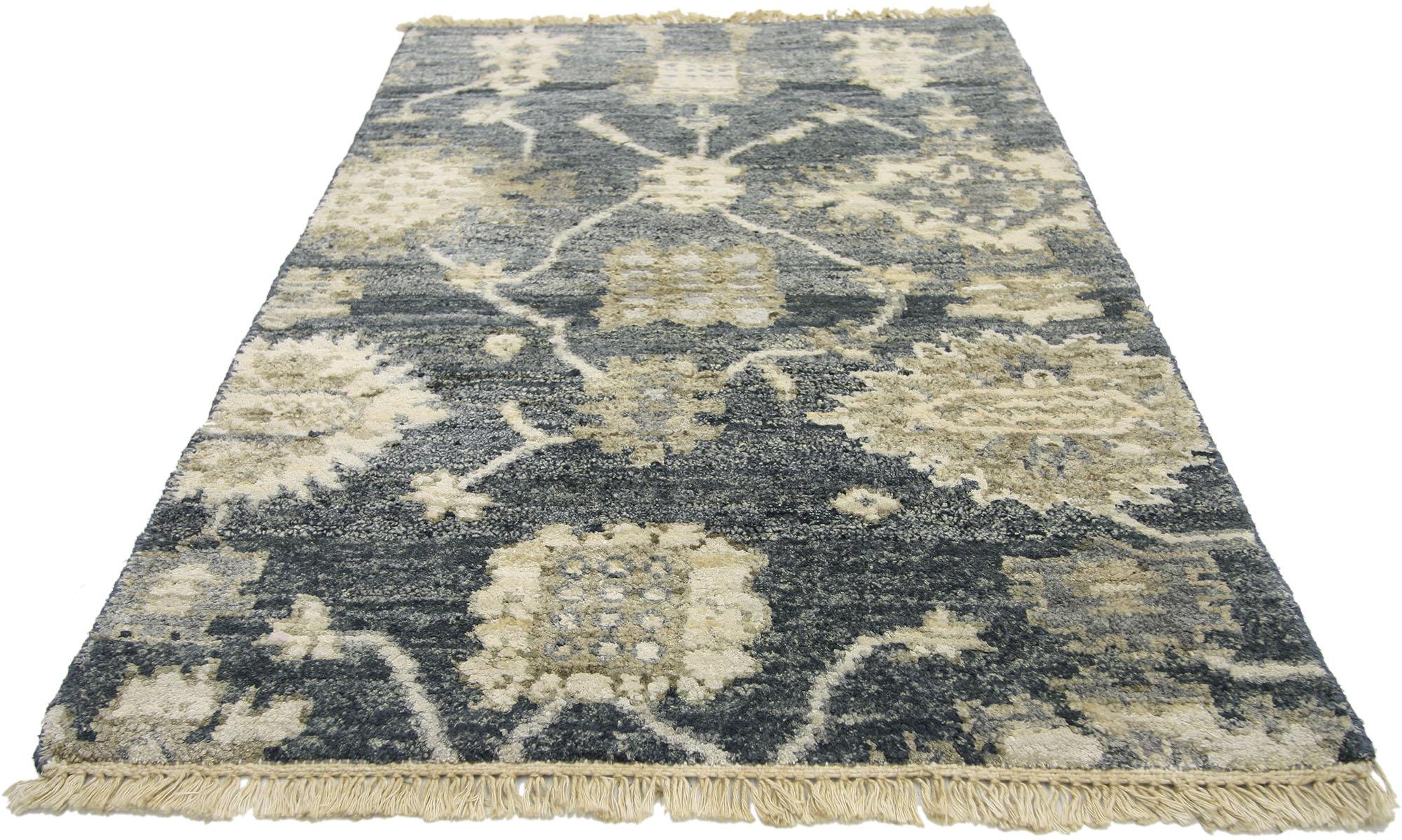 Silk New Contemporary Oushak Style Accent Rug with Modern Style For Sale