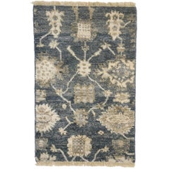 Vintage New Contemporary Oushak Style Accent Rug with Modern Style