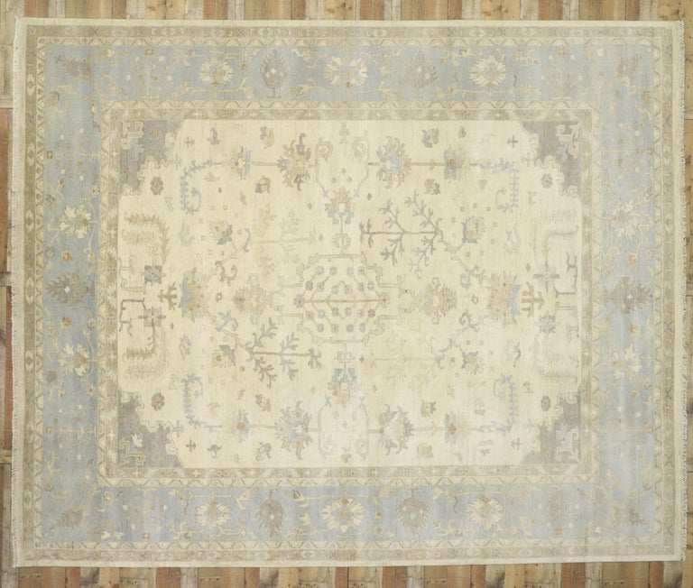 New Contemporary Oushak Style Area Rug with Transitional Coastal