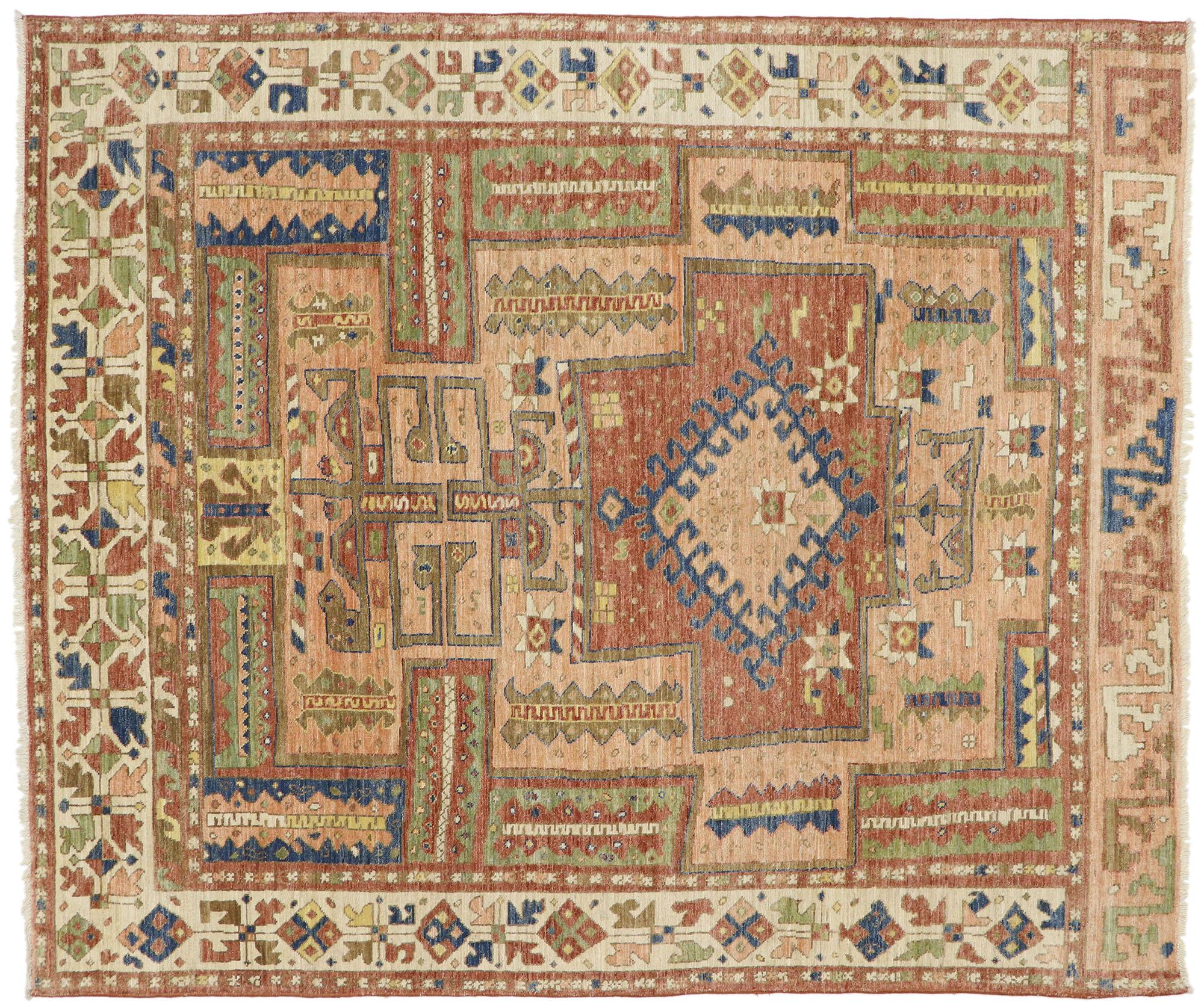 Neuer Contemporary Oushak-Teppich mit luxuriösem böhmischen Stammesstil im Angebot 2