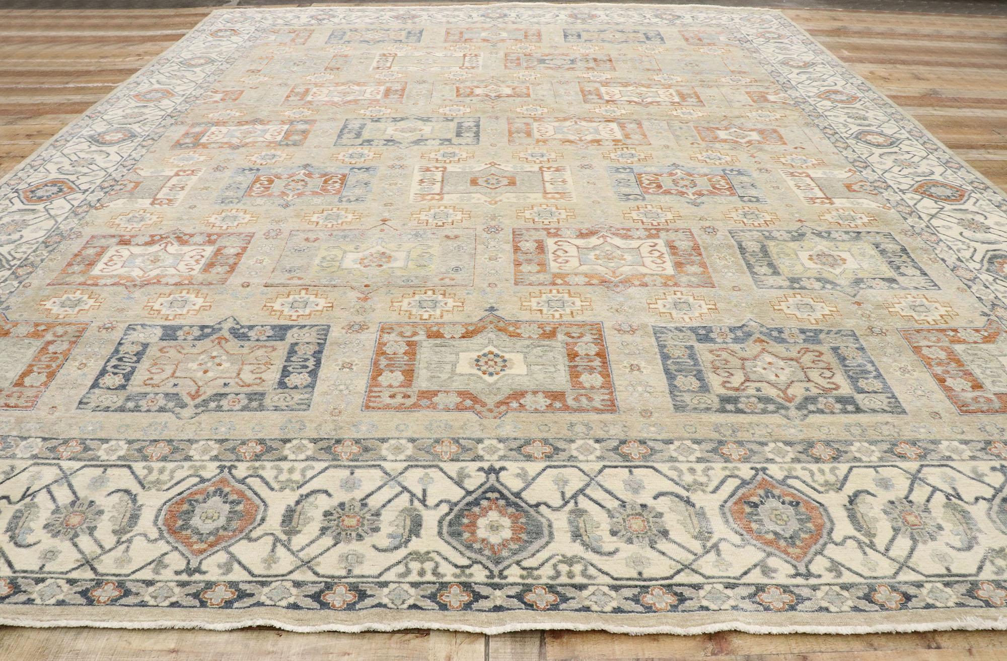 Laine Nouveau tapis contemporain de style Oushak avec style Arts & Crafts en vente